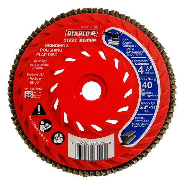 4-1/2" Steel Demon Flap Disc 40G CONICAL- with Hub