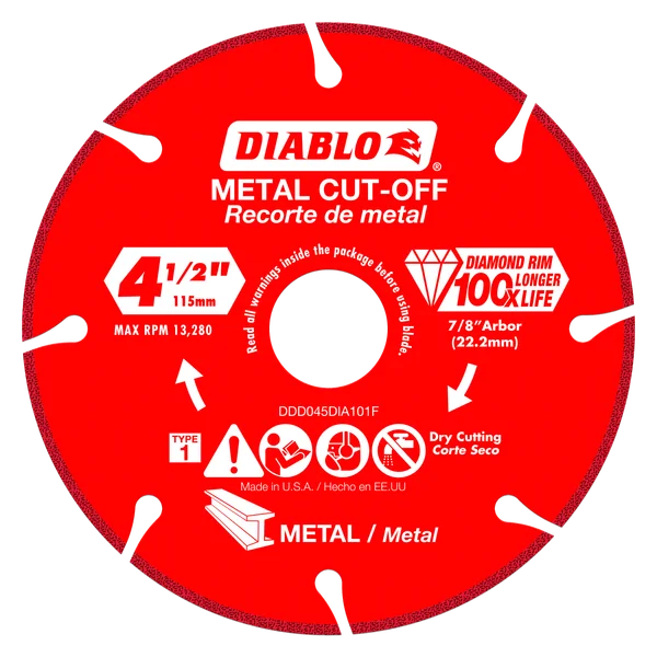 4-1/2" Diamond Metal Cut-Off Blade - Type 1