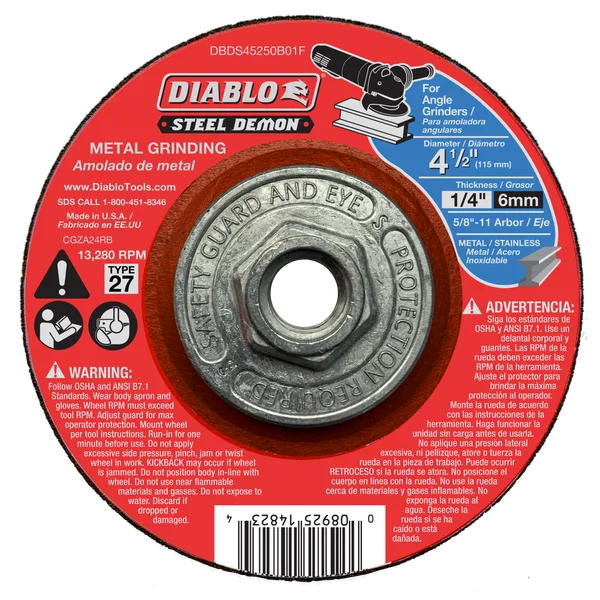 4-1/2" x 1/4" x 5/8-11 Steel Demon Metal Grinding Disc - Type 27 HUB