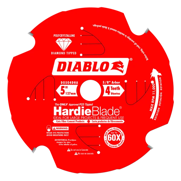 5 in. x 4 Tooth Polycrystalline Diamond-Tipped Hardie Circular Saw Blade