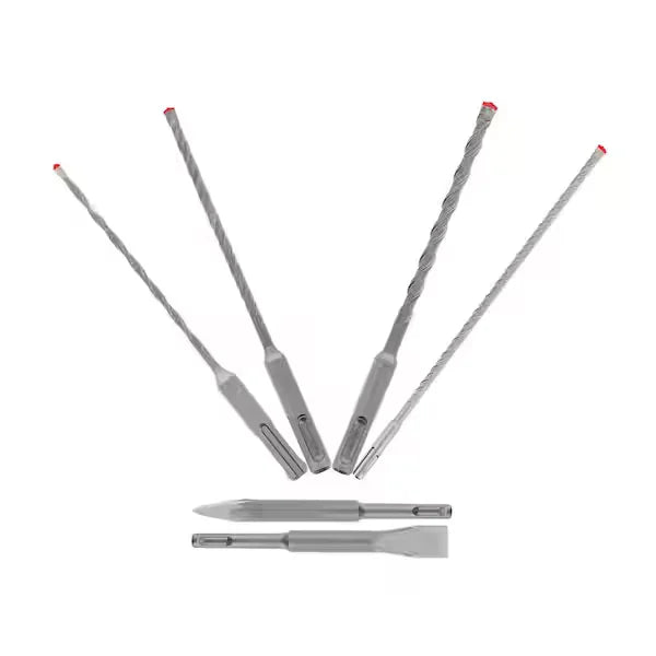 6pc SDS-Plus Rebar Demon™ 4-Cutter Full Carbide Head Hammer Drill Bit & Chisel Set (6-Piece)