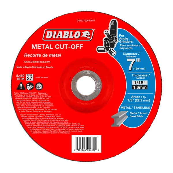 7"x1/16"x7/8" Metal DC Cut Off Type 27