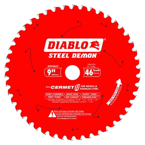 9 in. x 46 Tooth Steel Demon Metal Cutting Saw Blade for 3600 Max. RPM Saw