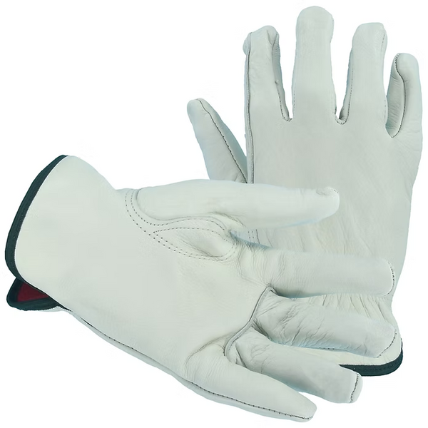 Red Fleece Lined Cowhide Grain Drivers Glove
