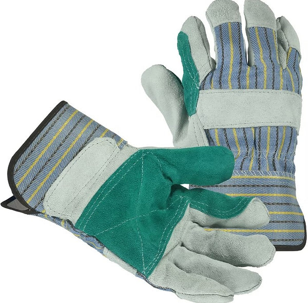 One Dozen Premium Grade Green Double Palm Leather Gloves