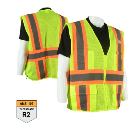 Class 2 Type R Hi-Vis Yellow Mesh Safety Vest