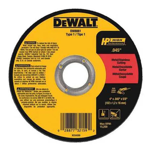 Dewalt 4 1/2"x 7/8" x 0.045 Cut Off Wheel