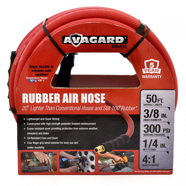 Avagard 3/8" x 50' Rubber Air Hose - Tough Industrial Hoses