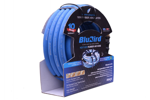 BluBird 1/2" x 25' Rubber Air Hose - Industrial Pneumatic Hoses