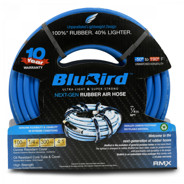 BluBird 1/4" x 100' Rubber Air Hose - Construction & Industrial