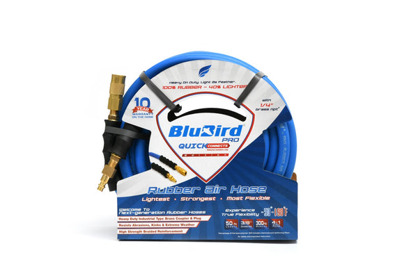 BluBird 3/8" x 50' Quick Connect Rubber Air Hose