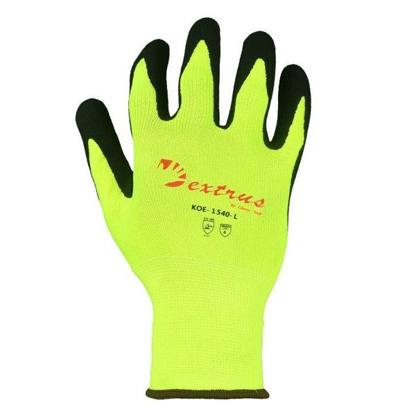 Premium 15 Gauge Hi-Vis Yellow Nylon Liner Nitrile Coated Glove