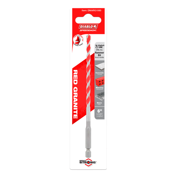 7/32" x 4" x 6" SPEEDemon™ Red Granite Carbide-Tipped Hammer Drill Bit